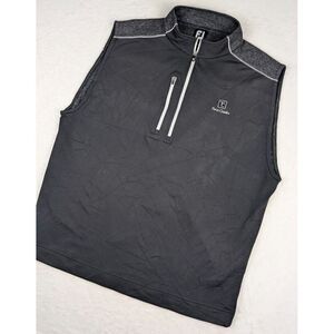 Footjoy 1/4 Zip Heather Blocked Golf Vest Mens XL‎ Black w/Logo